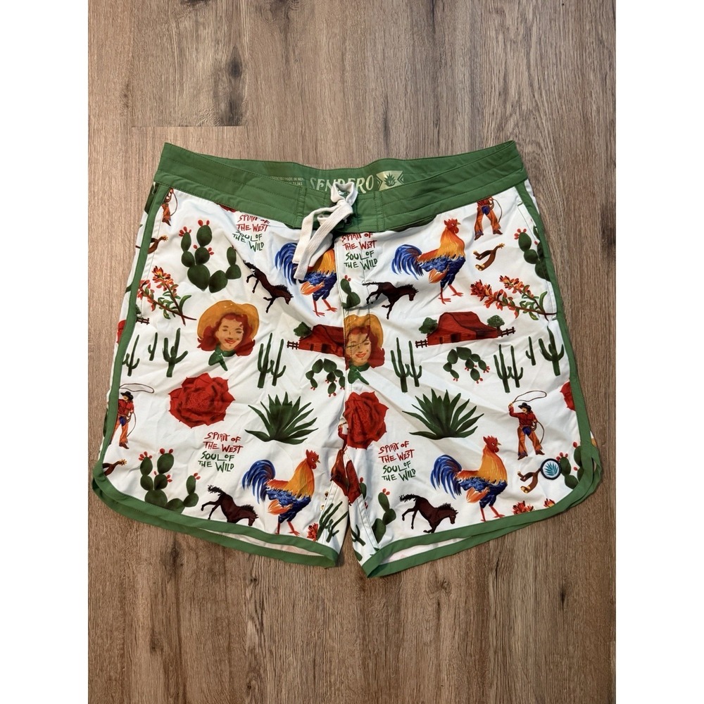 Sendero Provisions Point Bar Board Shorts Mens 36 Cowboy Surreal Pockets Stretch - Picture 1 of 11